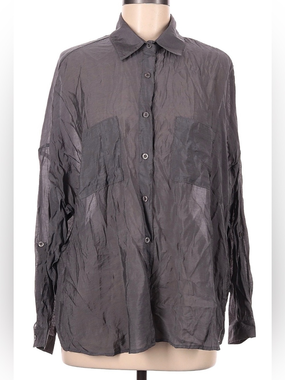 NWOT Katia Designs Goddess Shir Charcoal Oversized Semi Sheer Boho Viscose M/L